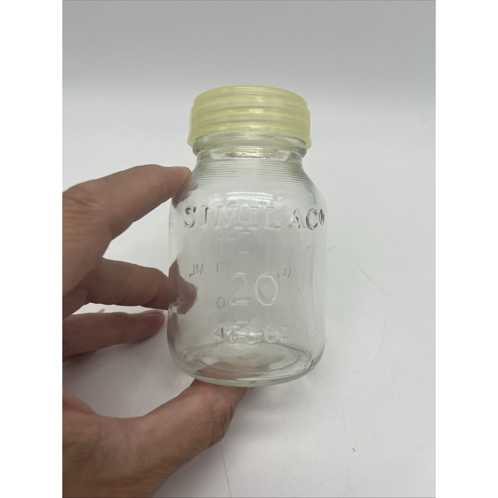 Vintage Embossed SIMILAC 20 BABY FORMULA 4oz Glass Bottle w Original Lid